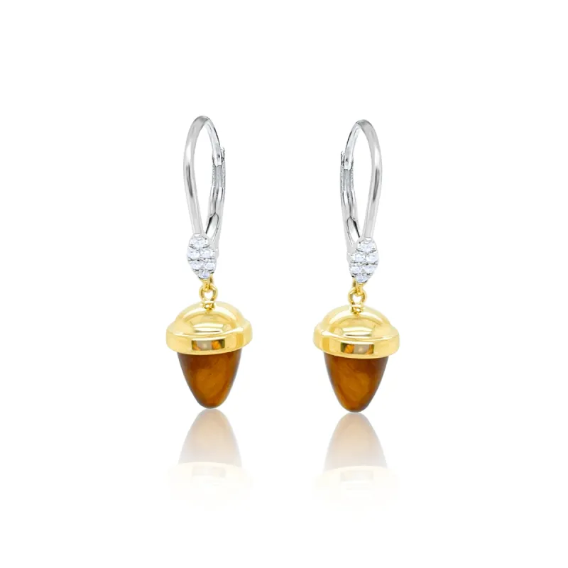 Tiger Eye Horn Drop Earrings sold by Meira T