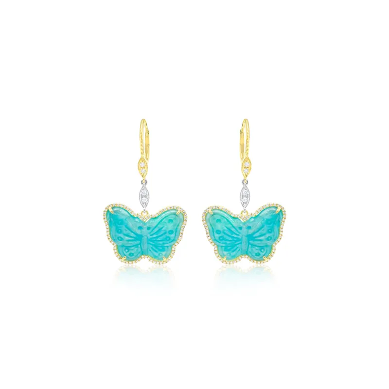 Carved Turquoise Butterfly Earring sold by Meira T