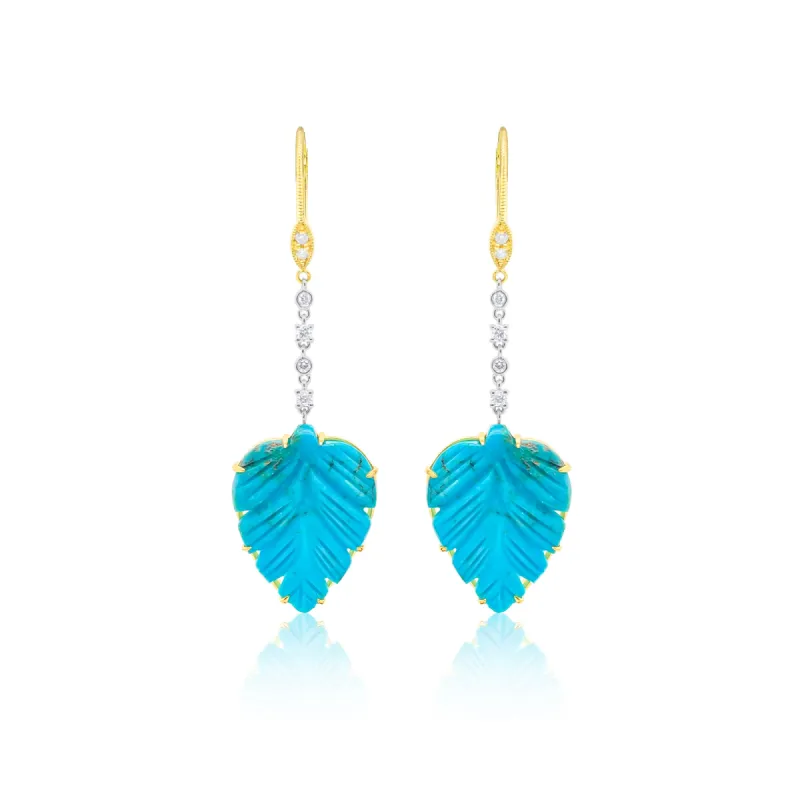 Turquoise Feather Earrings - One of a Kind sold by Meira T