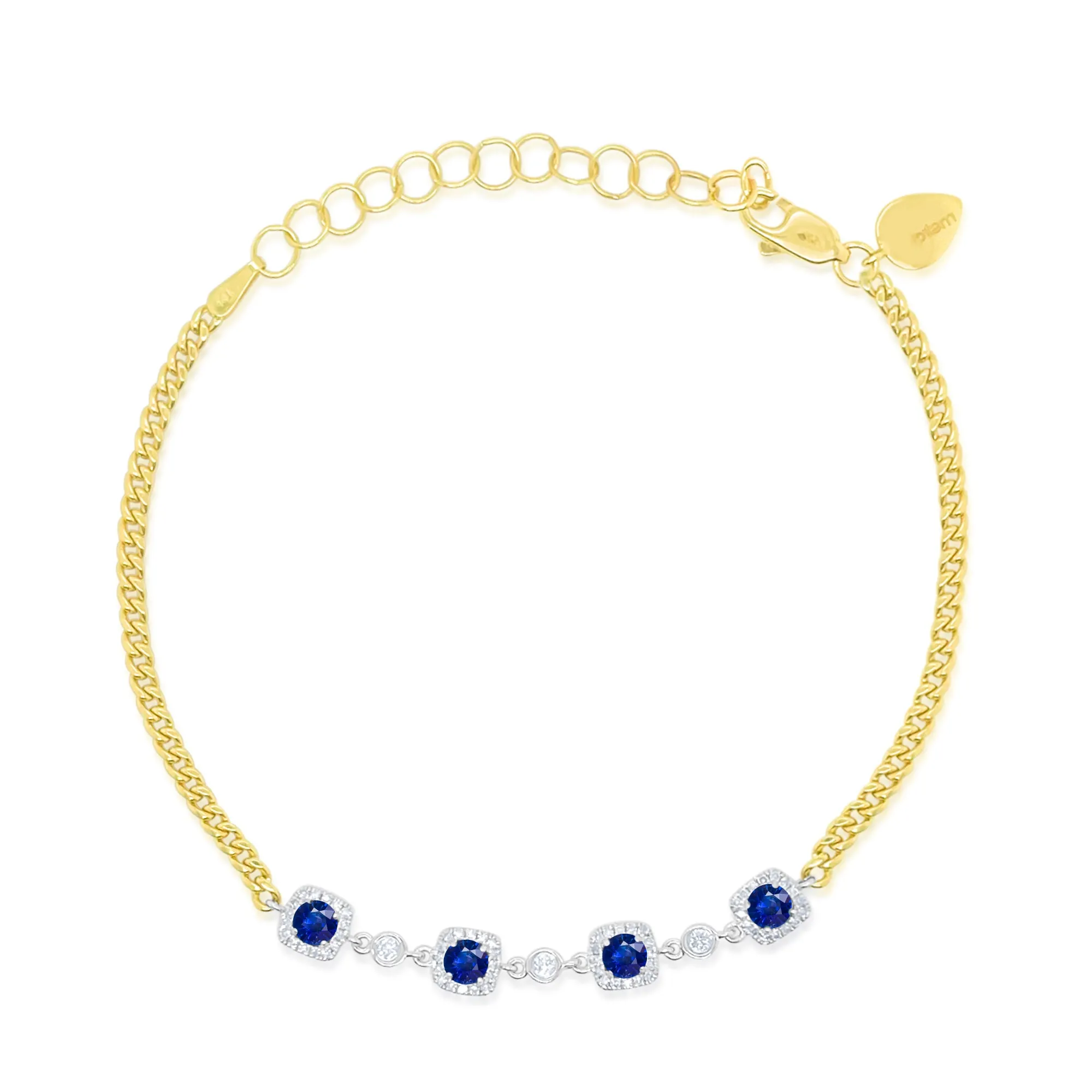 Blue Sapphire and Diamond Cuban Link Chain Bracelet sold by Meira T