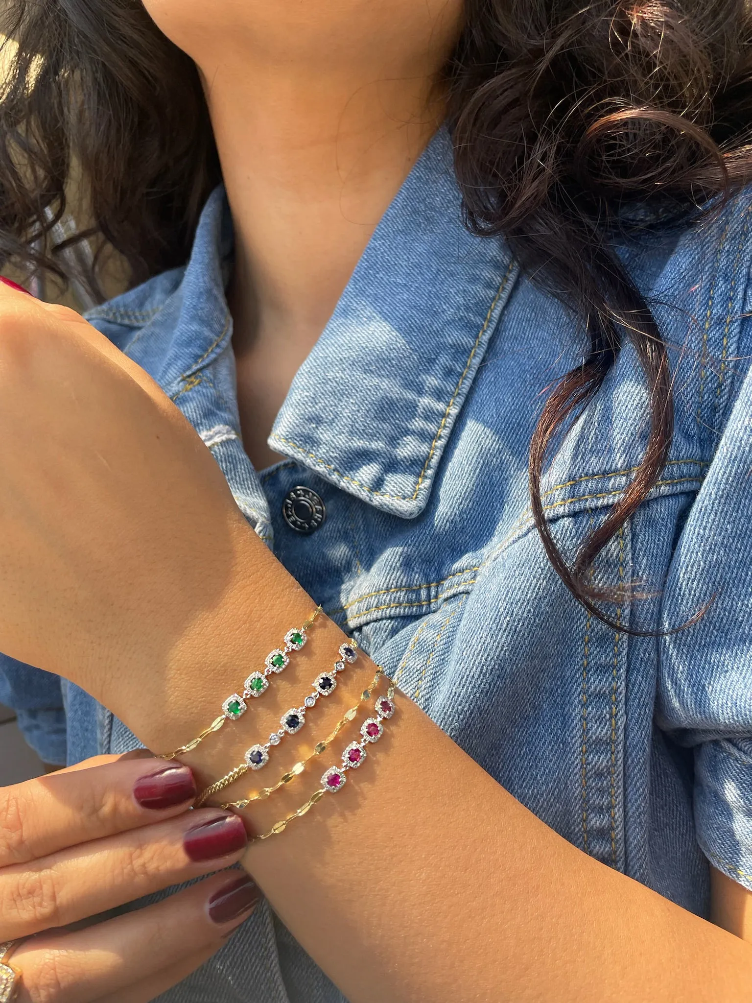 Blue Sapphire and Diamond Cuban Link Chain Bracelet sold by Meira T product image thumbnail 2