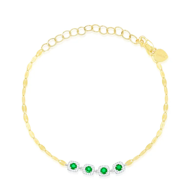 Emerald and Diamond Twist Chain Bracelet sold by Meira T