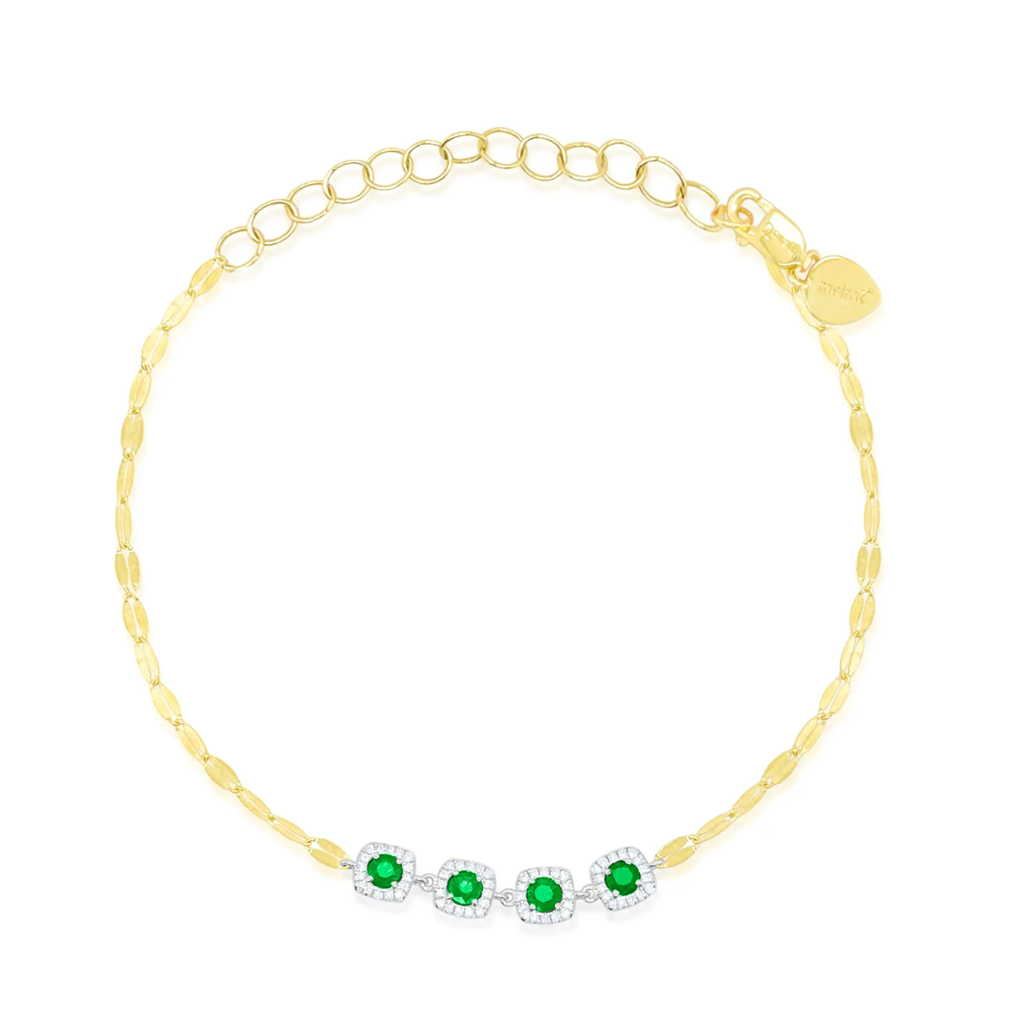 Emerald and Diamond Twist Chain Bracelet sold by Meira T