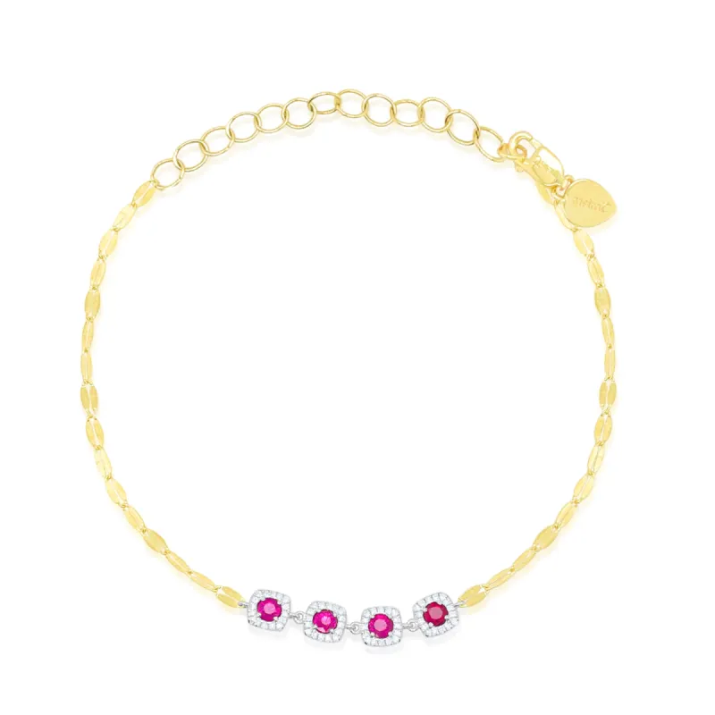 Ruby and Diamond Twist Chain Bracelet sold by Meira T