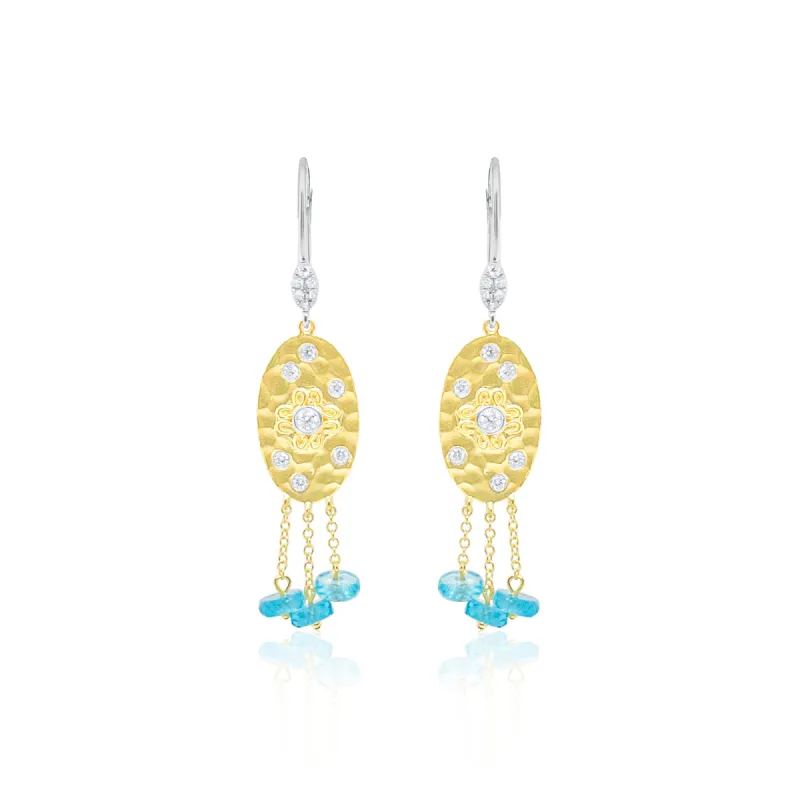 Aquamarine Western Gold Drop Earrings sold by Meira T