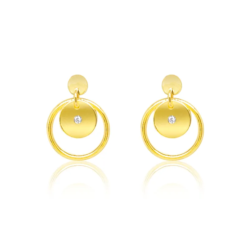 Yellow Gold Disc Hoop Diamond Studs *Boutique Exclusive* sold by Meira T