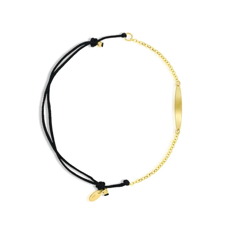 Black Chord and Yellow Gold Bar Bracelet *Boutique Exclusive* sold by Meira T