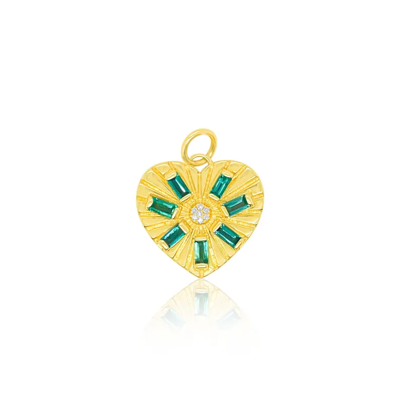 Yellow Gold Diamond Emerald Heart Charm *ONLINE EXCLUSIVE* sold by Meira T