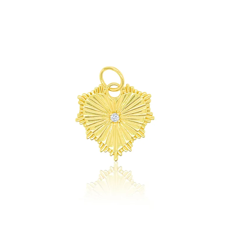 Small Yellow Gold Diamond Heart Rays Charm-Online Exclusive sold by Meira T