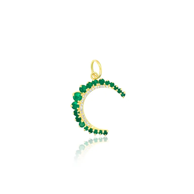 Yellow Gold and Emerald Moon Charm *ONLINE EXCLUSIVE* sold by Meira T