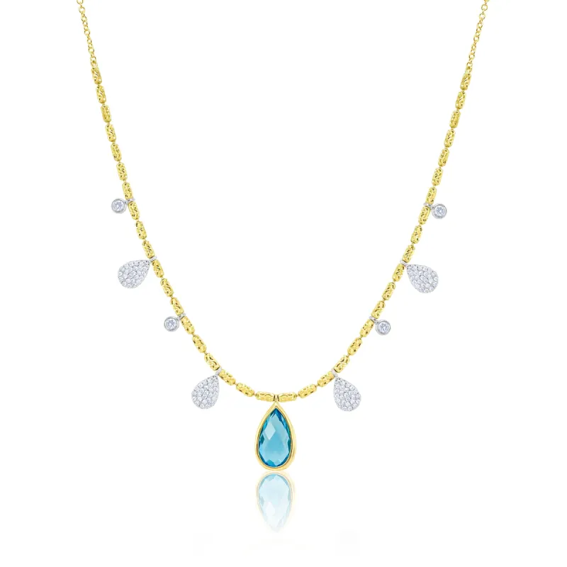 Blue Topaz Textured Chain Necklace sold by Meira T