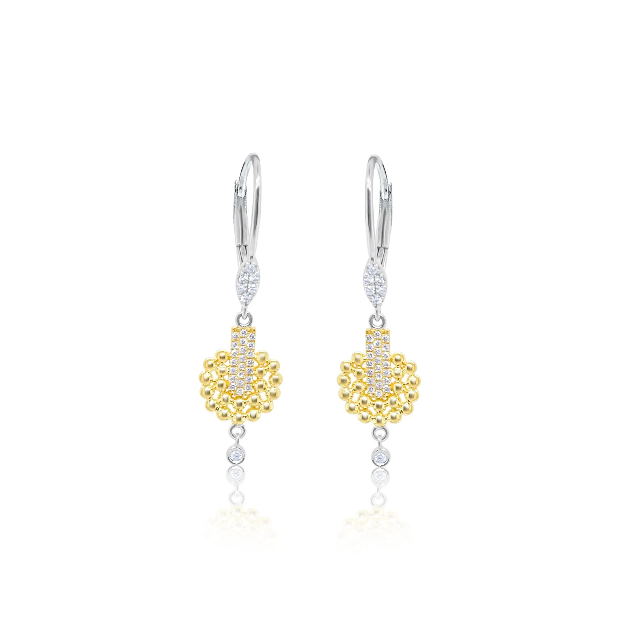 Yellow Gold Spot Diamond Drop Earrings sold by Meira T