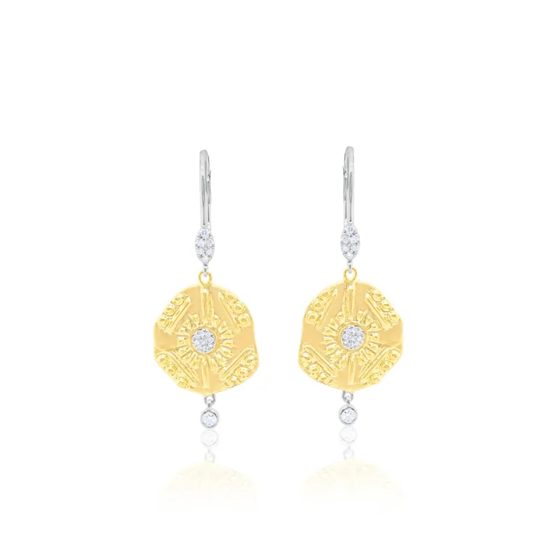 Brushed Gold Abstract Diamond Earrings sold by Meira T