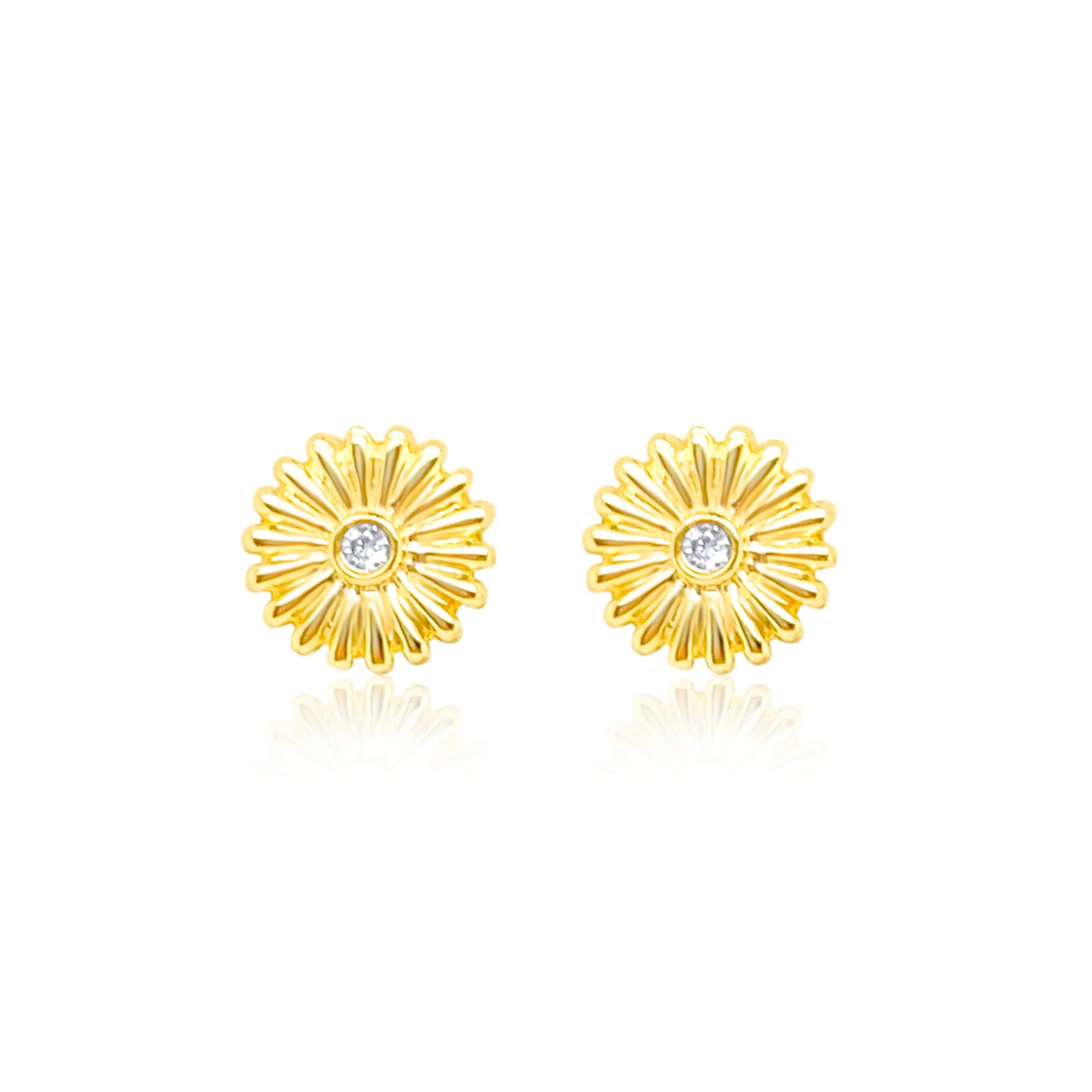 Yellow Gold Flower Studs sold by Meira T