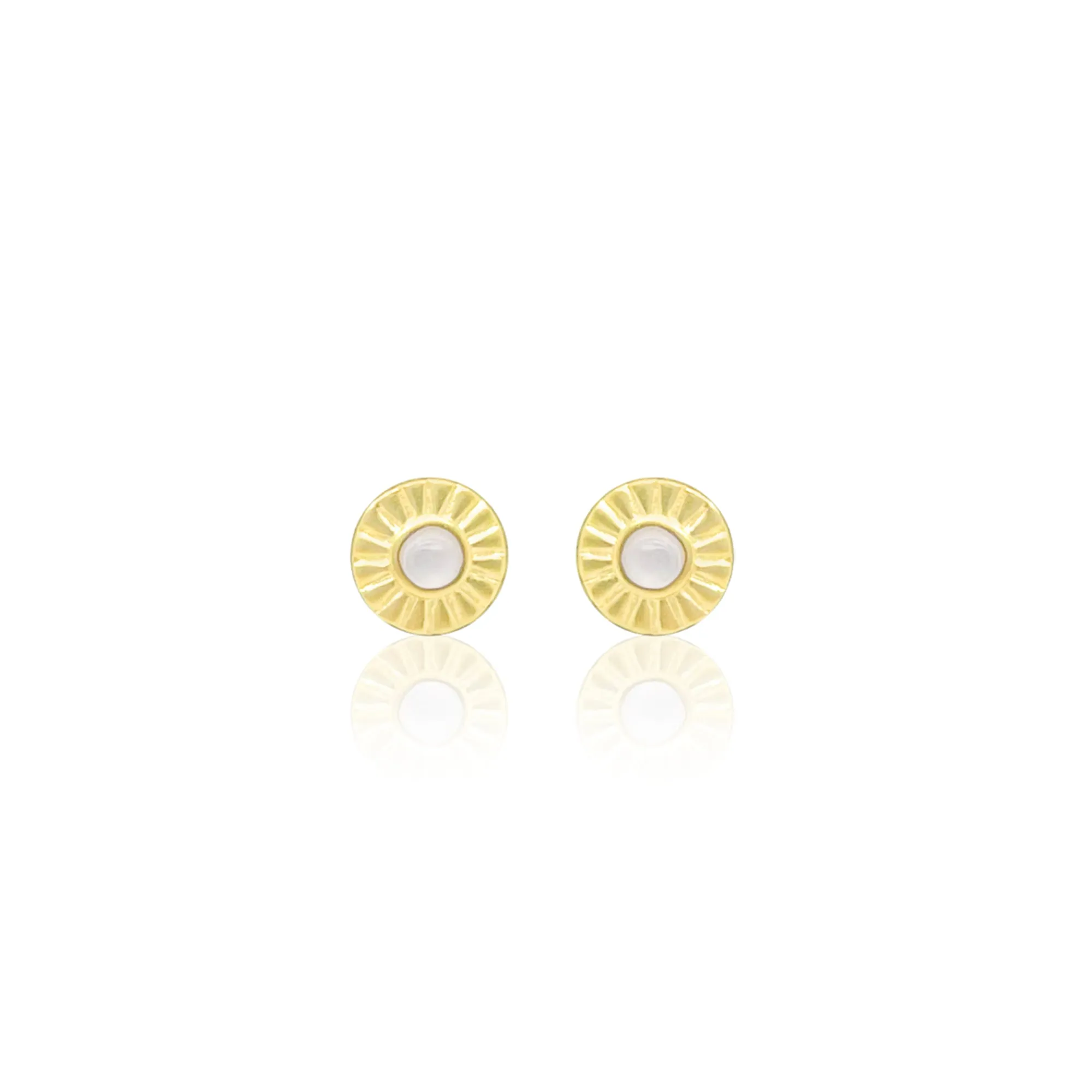 Yellow Gold Moonstone Flower Studs sold by Meira T