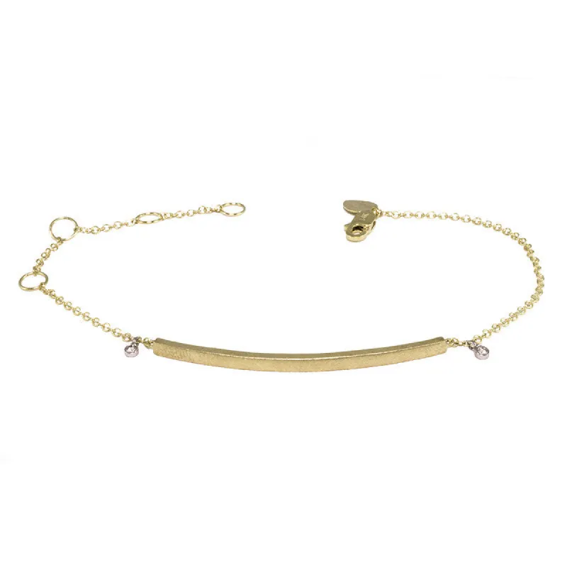 Yellow Gold Bar Bracelet with Diamond Accent sold by Meira T