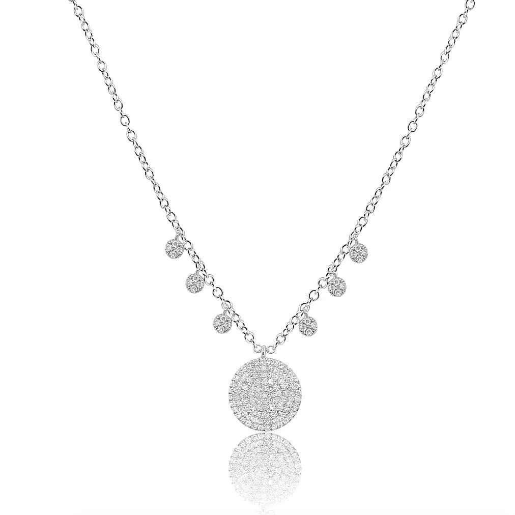 White Gold Diamond Disc Necklace sold by Meira T