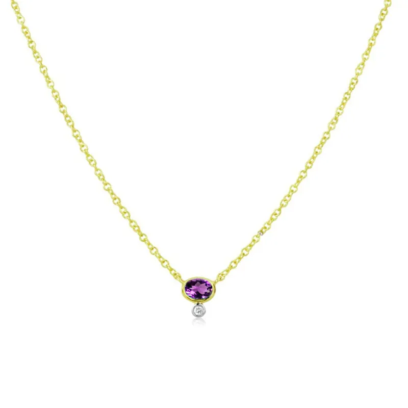 Amethyst and Diamond Necklace Birthstone sold by Meira T