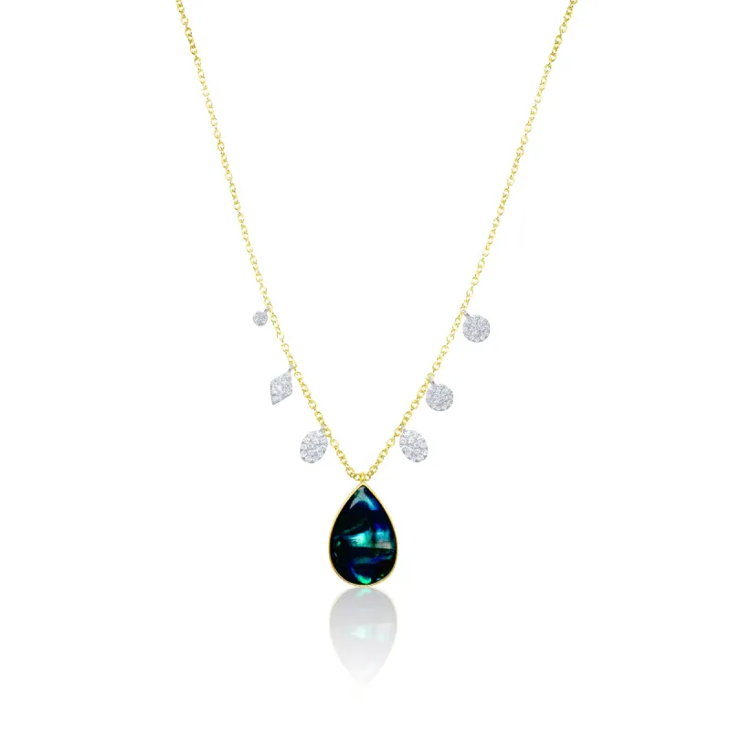 Two Tone Diamond Charm and New Zealand  Paua Shell Necklace sold by Meira T