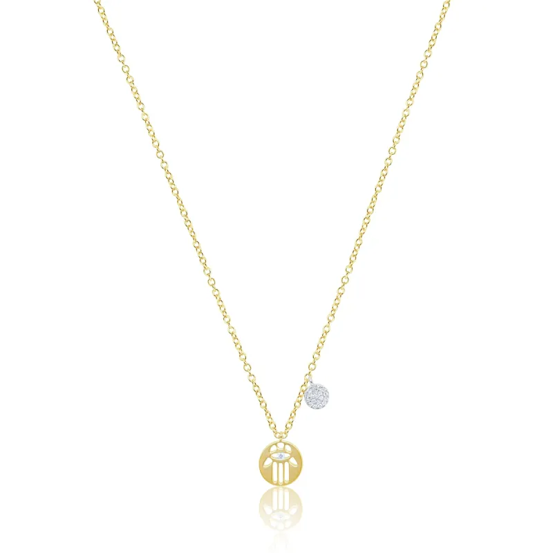 Hamsa and Diamond Disc Necklace (Online Exclusive) sold by Meira T