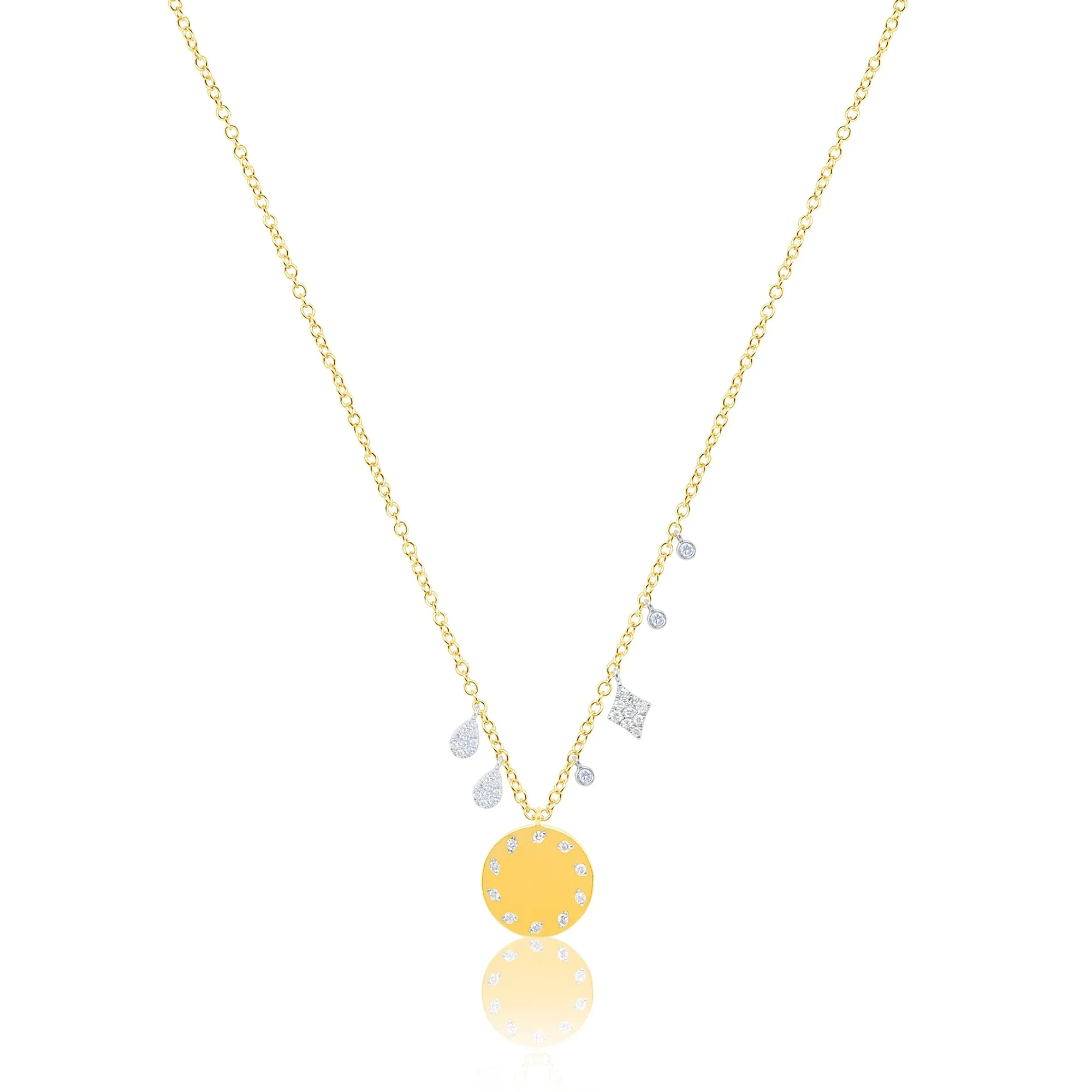 Yellow Gold and Diamond Disc Necklace sold by Meira T