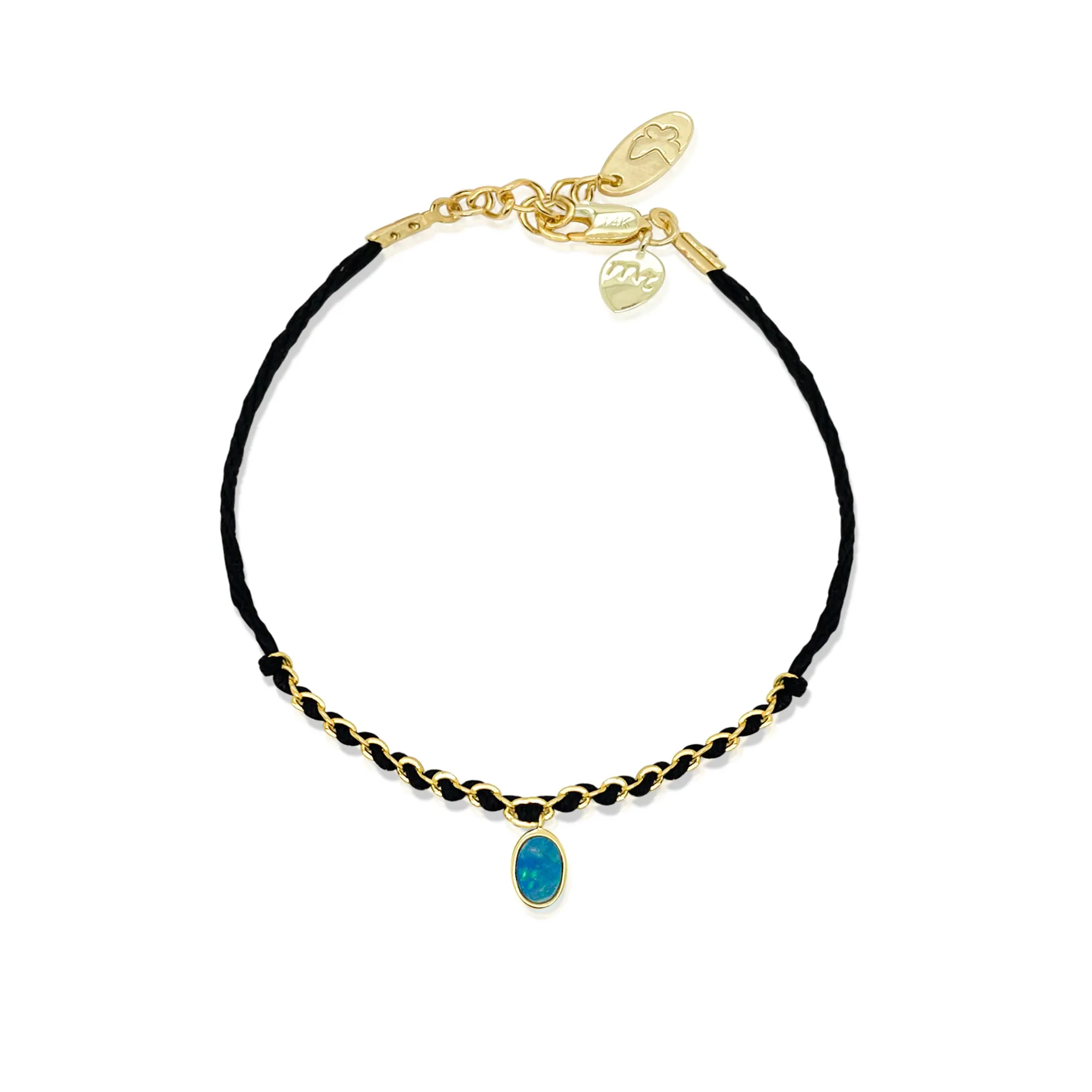 Opal Bracelet on Black Chord sold by Meira T