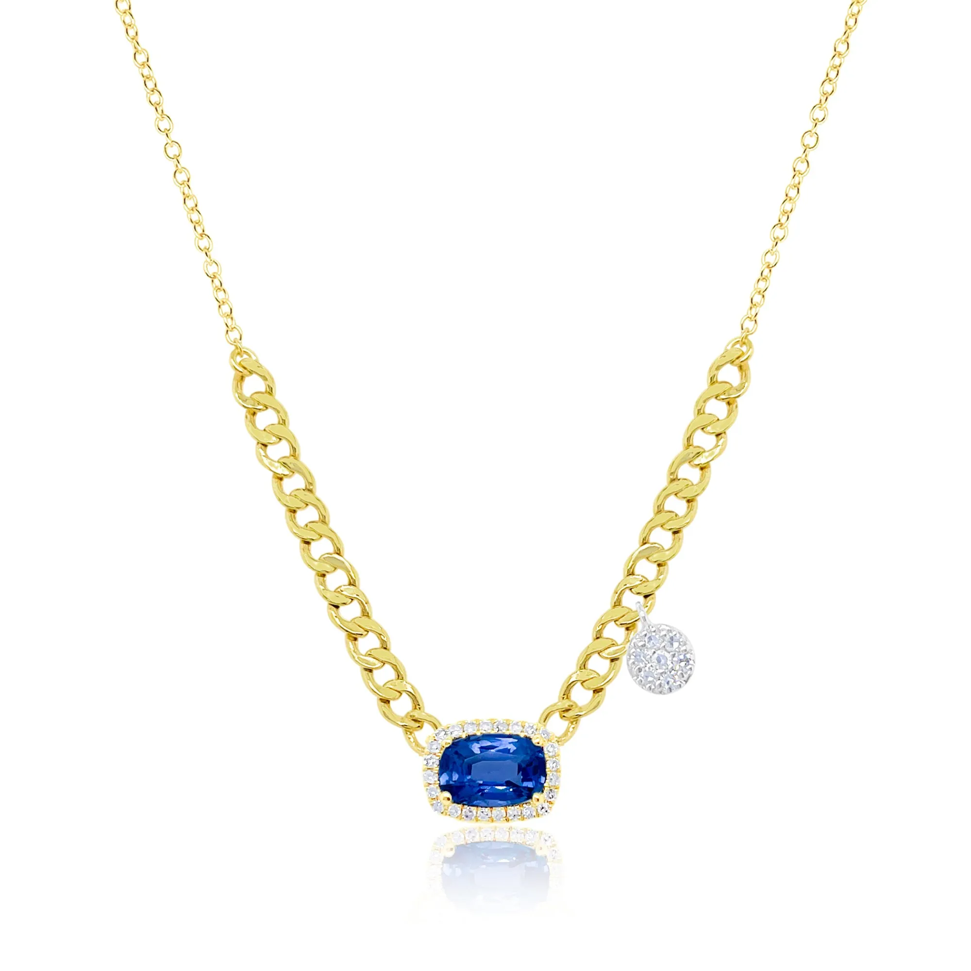 Blue Sapphire Cuban Chain Necklace sold by Meira T