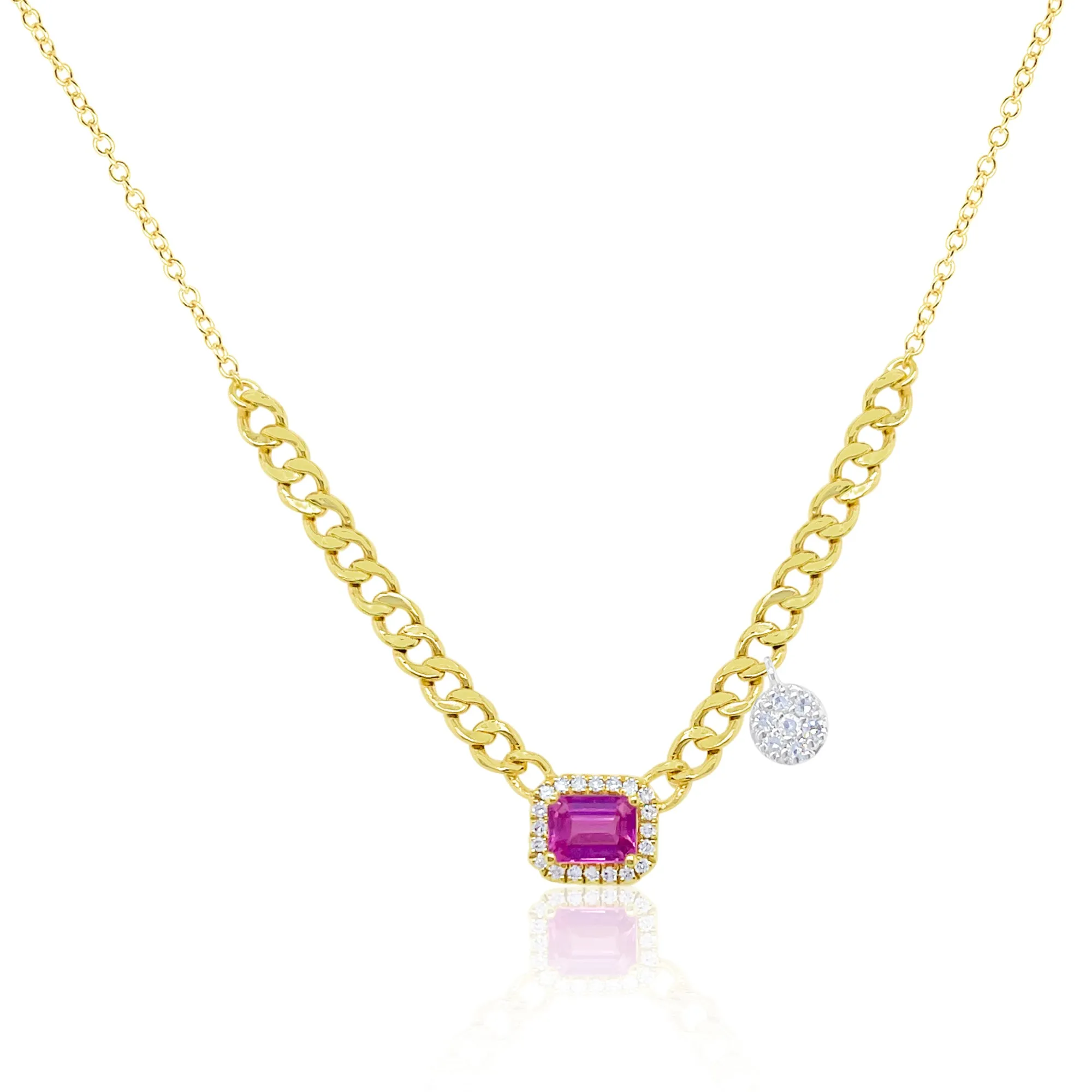 Pink Sapphire Cuban Chain Necklace sold by Meira T