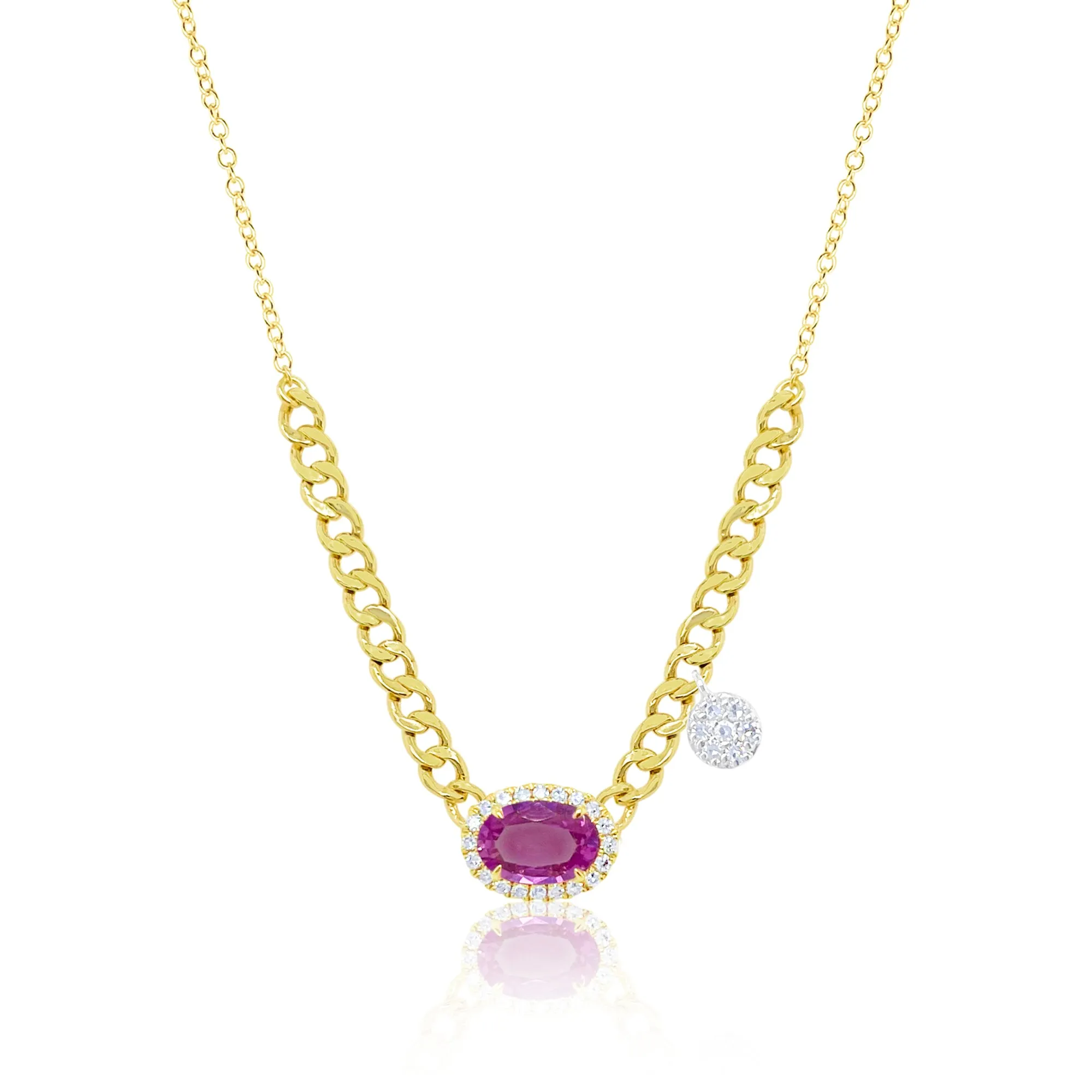 Pink Sapphire Cuban Chain Necklace sold by Meira T