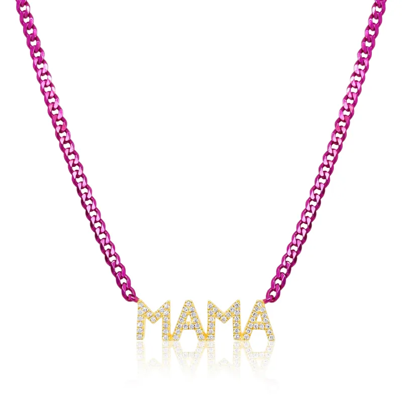 Electric Pink "MAMA" Necklace sold by Meira T