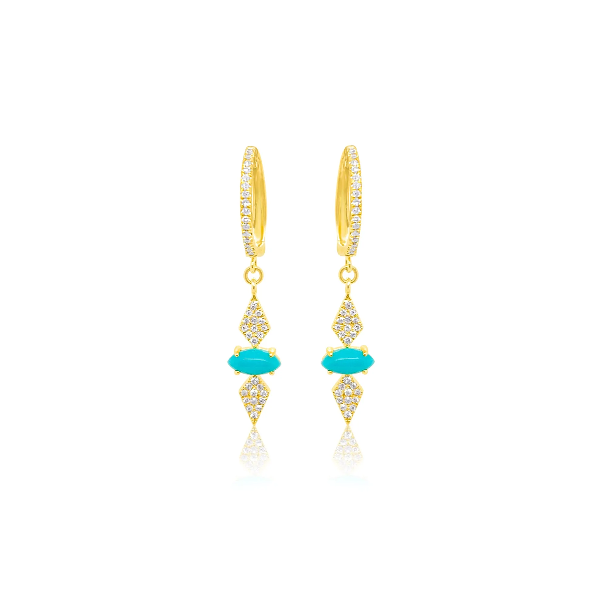 Turquoise and Diamond Drop Earrings sold by Meira T