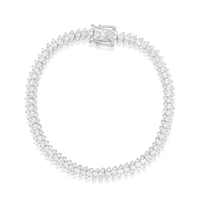 White Gold 3 Carat Marquise Tennis Bracelet sold by Meira T