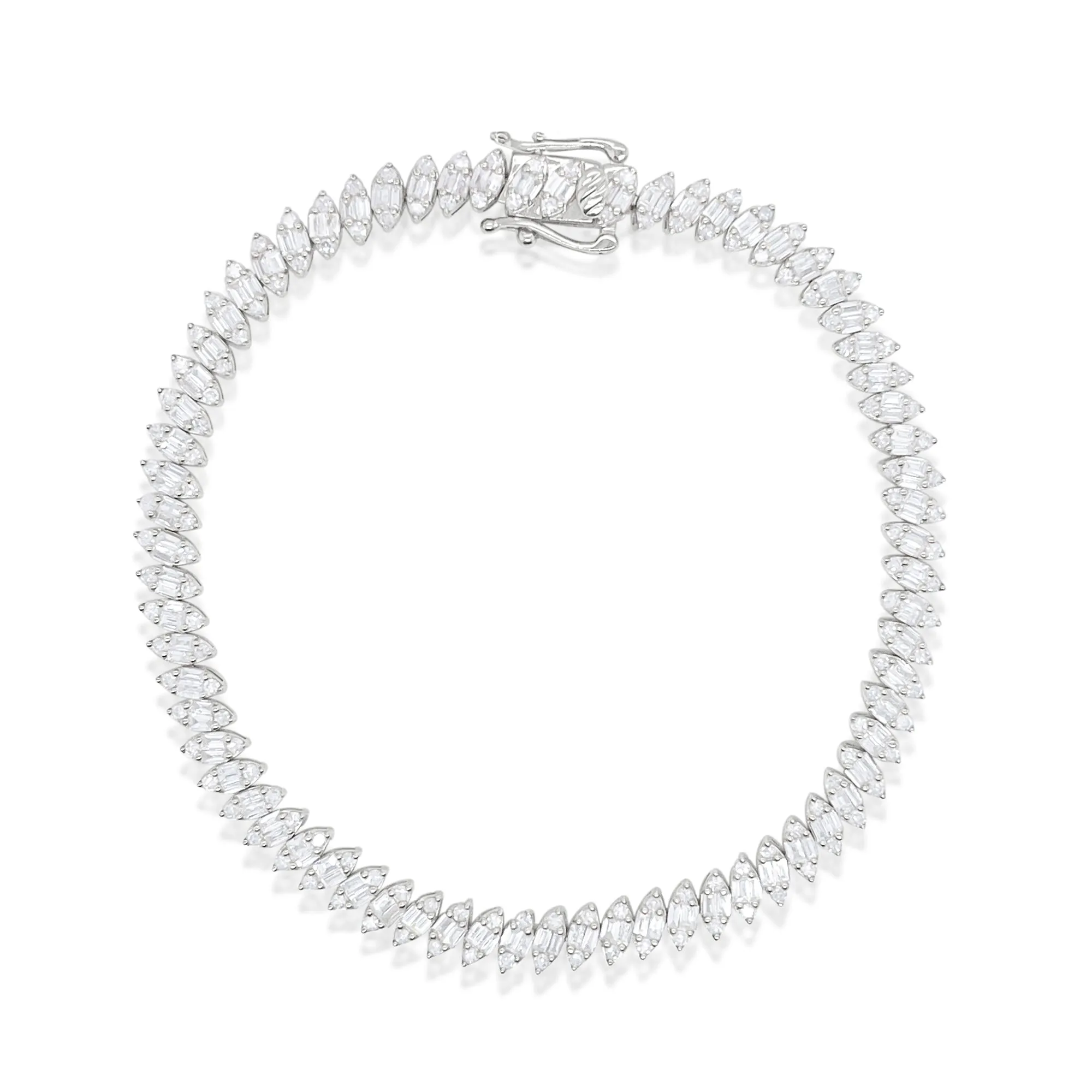 White Gold 3 Carat Marquise Tennis Bracelet sold by Meira T