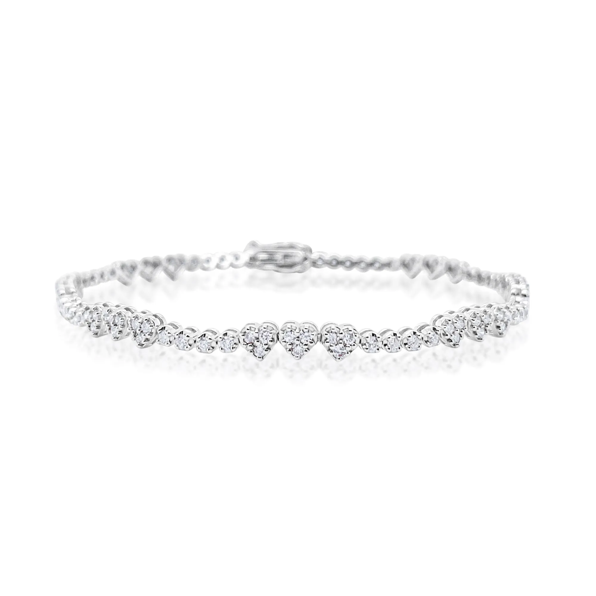 White Gold 1.5 Carat Heart Tennis Bracelet sold by Meira T