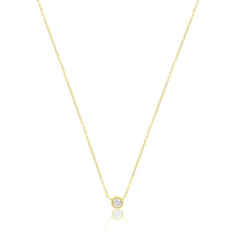 Yellow Gold Solitaire Diamond Necklace sold by Meira T