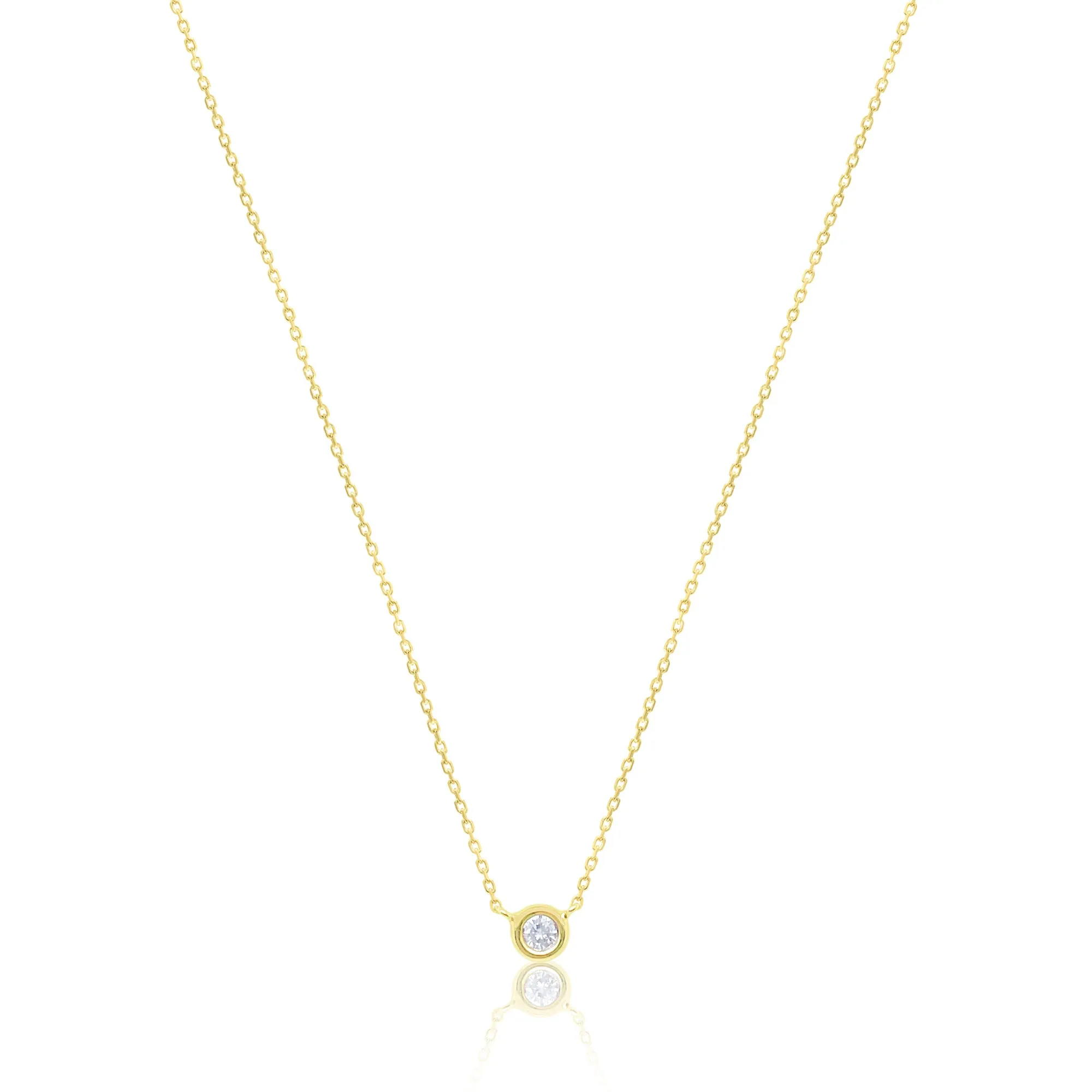 Yellow Gold Solitaire Diamond Necklace sold by Meira T