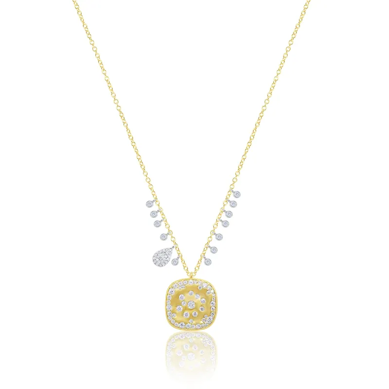 Yellow Gold and Diamond Square Medallion sold by Meira T