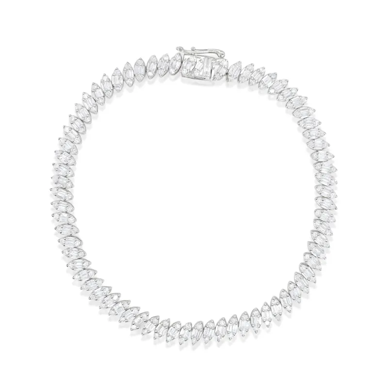 White Gold 2 Carat Marquise Tennis Bracelet sold by Meira T