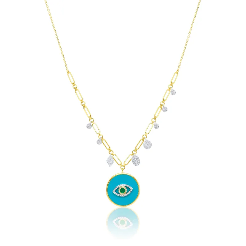 Yellow Gold Paperclip and Turquoise Medallion sold by Meira T