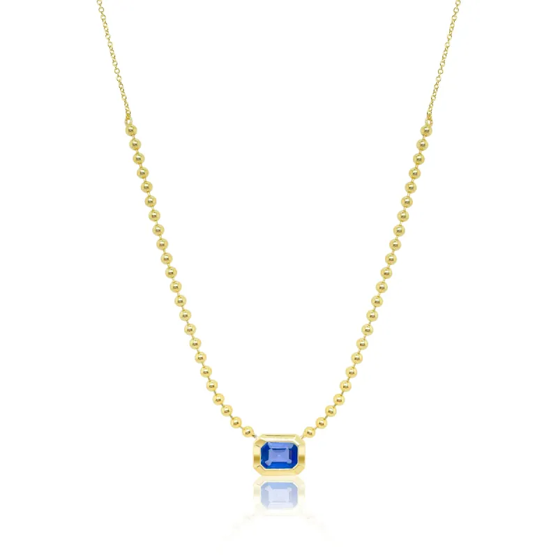 Yellow Gold Blue Sapphire Spot Chain Necklace sold by Meira T