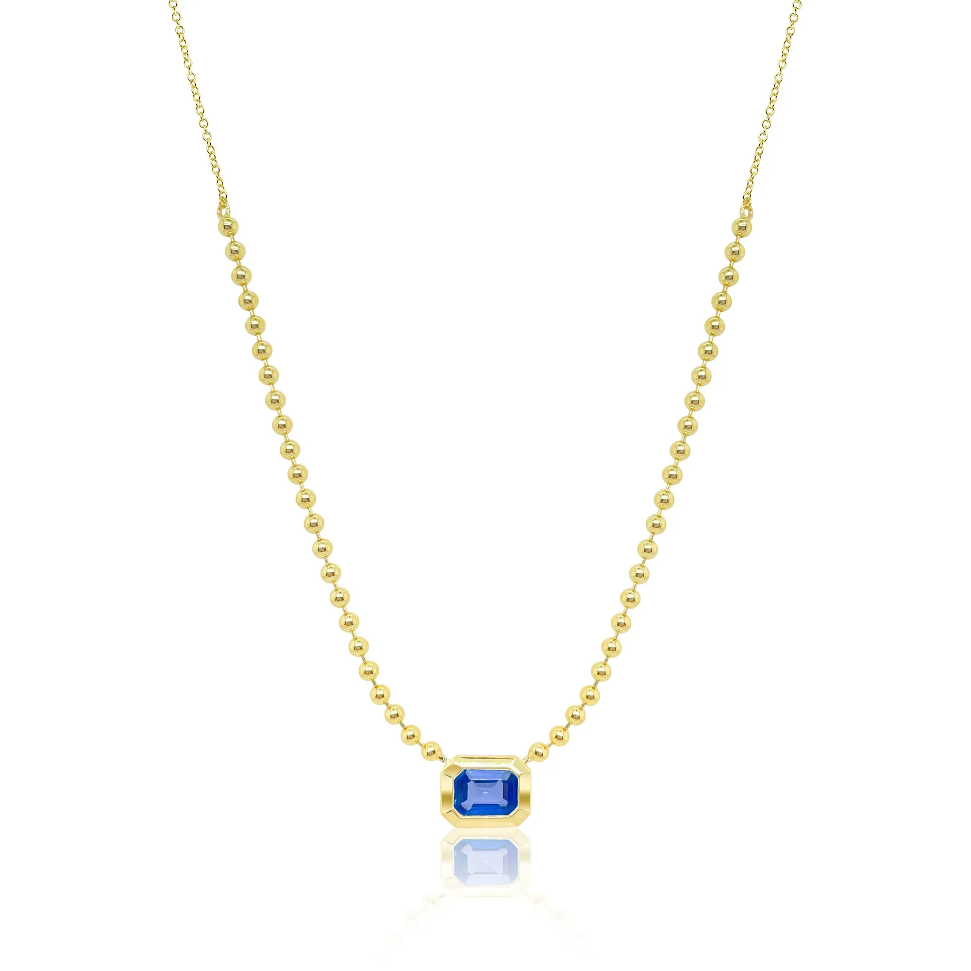 Yellow Gold Blue Sapphire Spot Chain Necklace sold by Meira T
