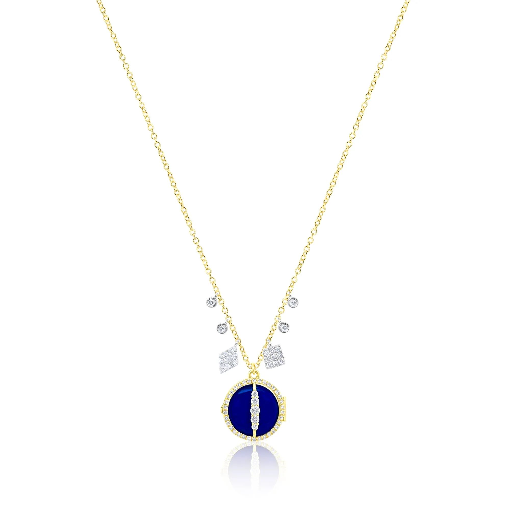 Turquoise and Yellow Gold Gemstone Locket Necklace sold by Meira T product image thumbnail 2