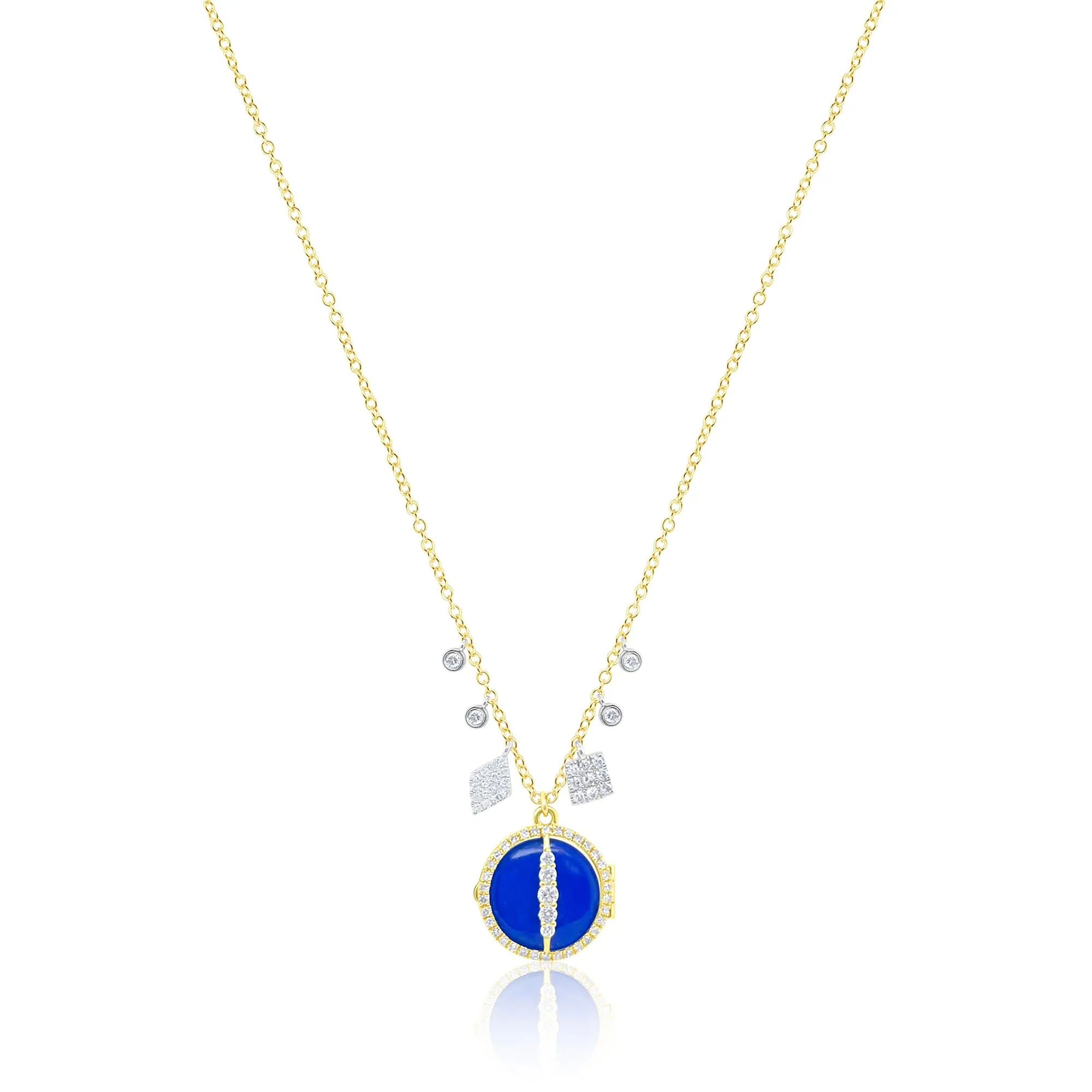 Turquoise and Yellow Gold Gemstone Locket Necklace sold by Meira T product image thumbnail 3