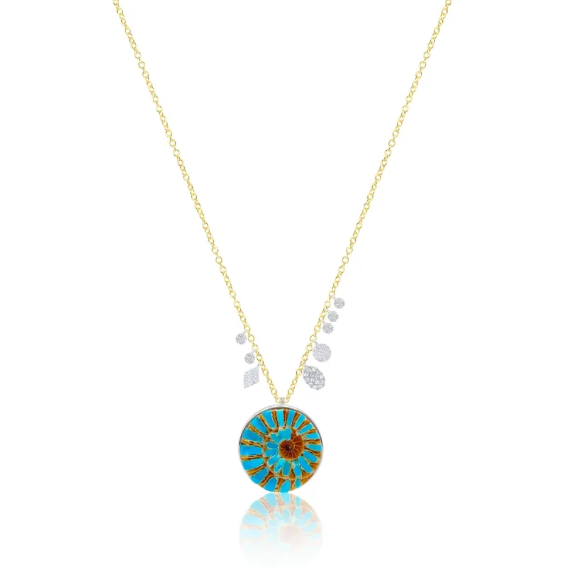 Yellow Gold Diamond and Fossil Necklace sold by Meira T