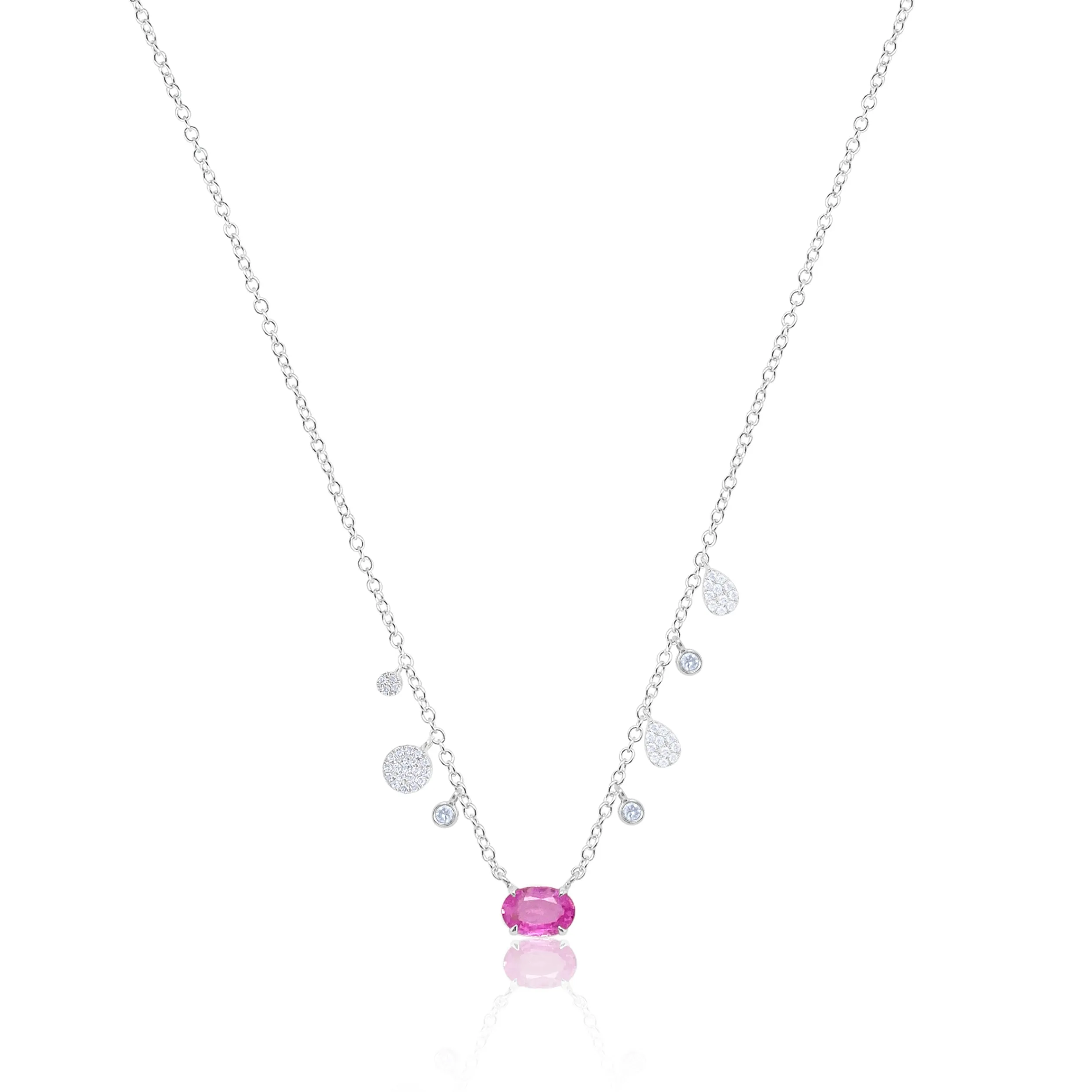 White Gold Diamond and Pink Sapphire Necklace sold by Meira T