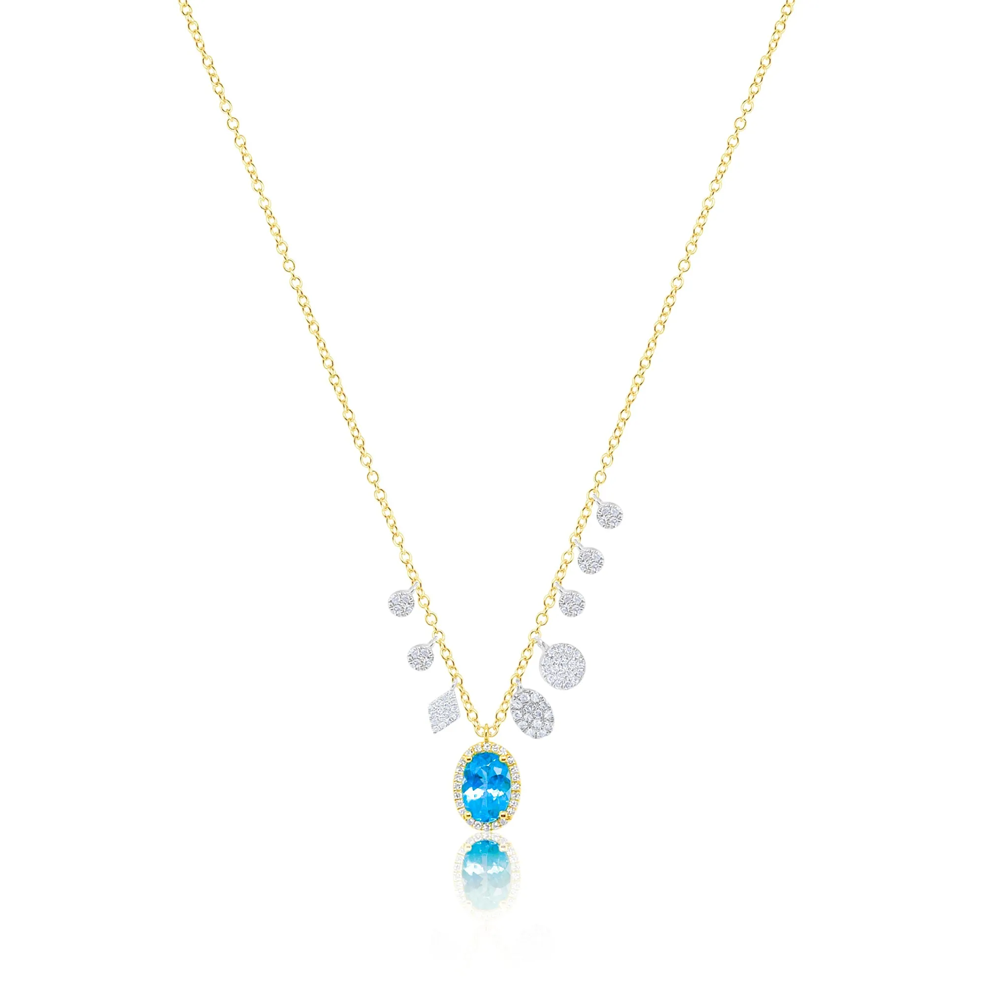 Yellow Gold Blue Topaz and Diamond Necklace sold by Meira T