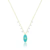 Yellow Gold Diamond and Turquoise Starburst Necklace sold by Meira T