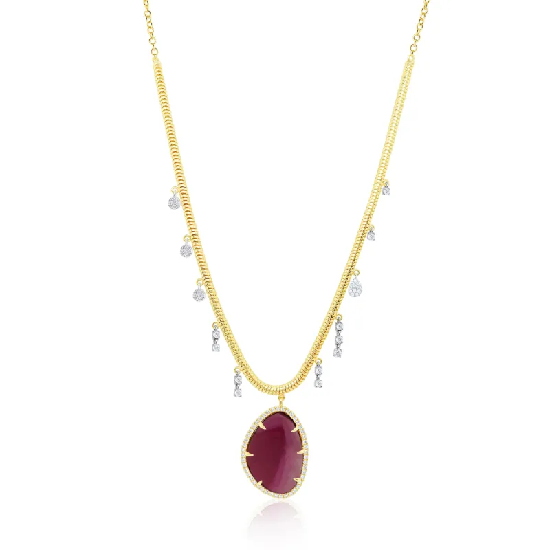 Yellow Gold Watermelon Tourmaline Snake Chain sold by Meira T