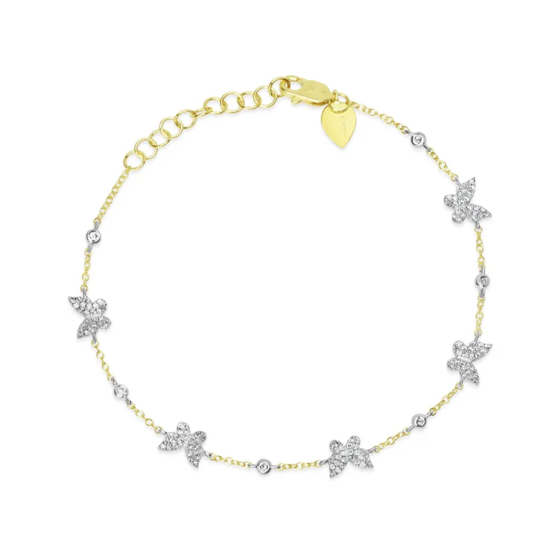 Yellow Gold Diamond Butterfly Bracelet sold by Meira T
