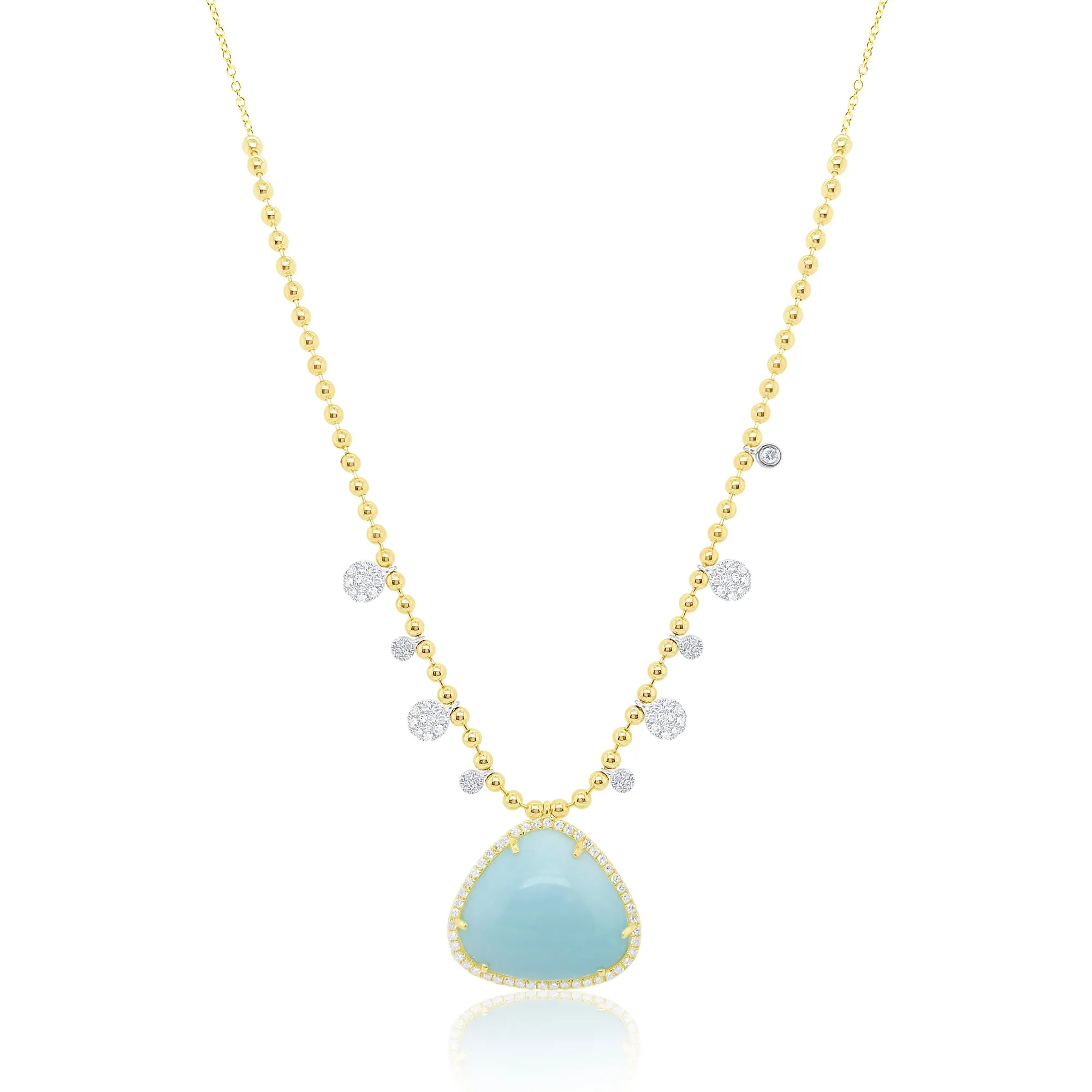 Yellow Gold Ball Chain and Larimar Necklace sold by Meira T